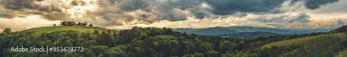 Panorama of vineyards hills in south Styria, Austria. Tuscany like place to visit.