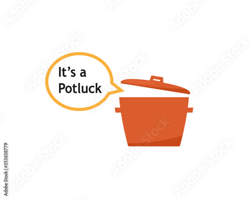 Potluck with speech bubble icon. Clipart image isolated on white background photo
