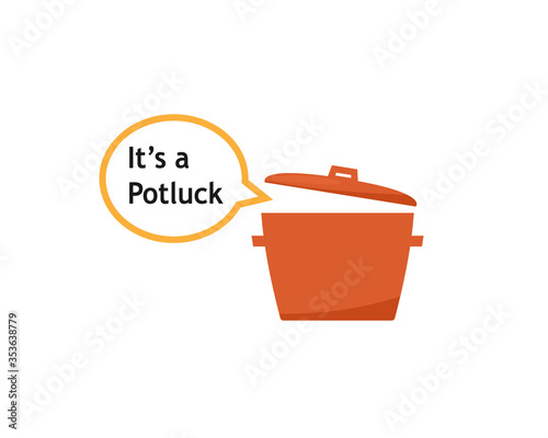 Potluck with speech bubble icon. Clipart image isolated on white background