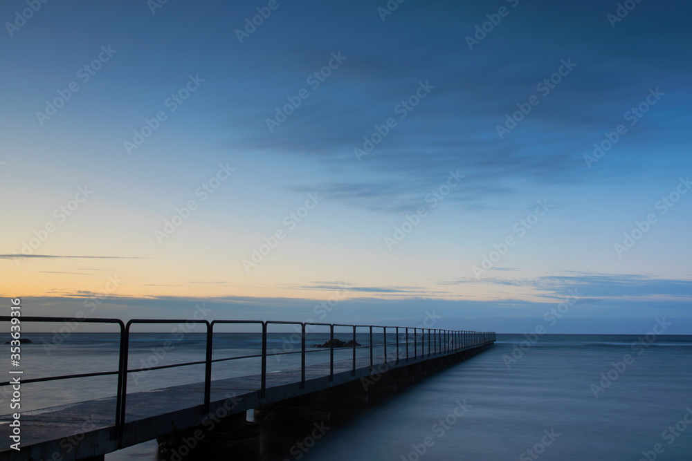 Bath pier during sunset on the island of Gotland in Sweden