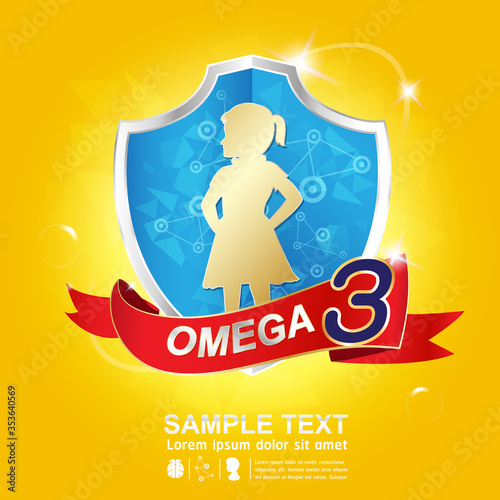 Omega Nutrition and Vitamin - Concept Logo Products for Kids.