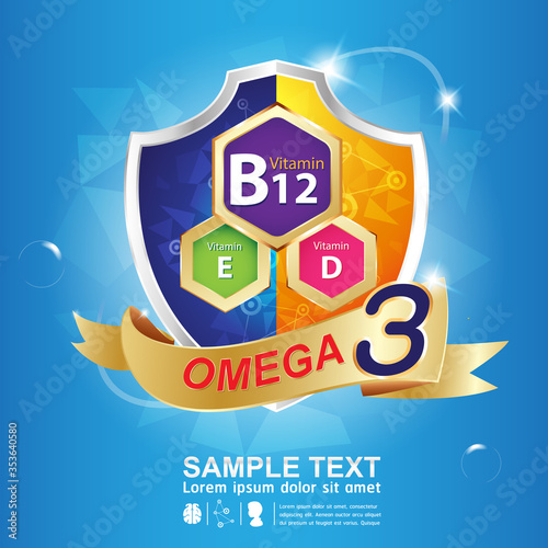 Omega Nutrition and Vitamin - Concept Logo Products for Kids.