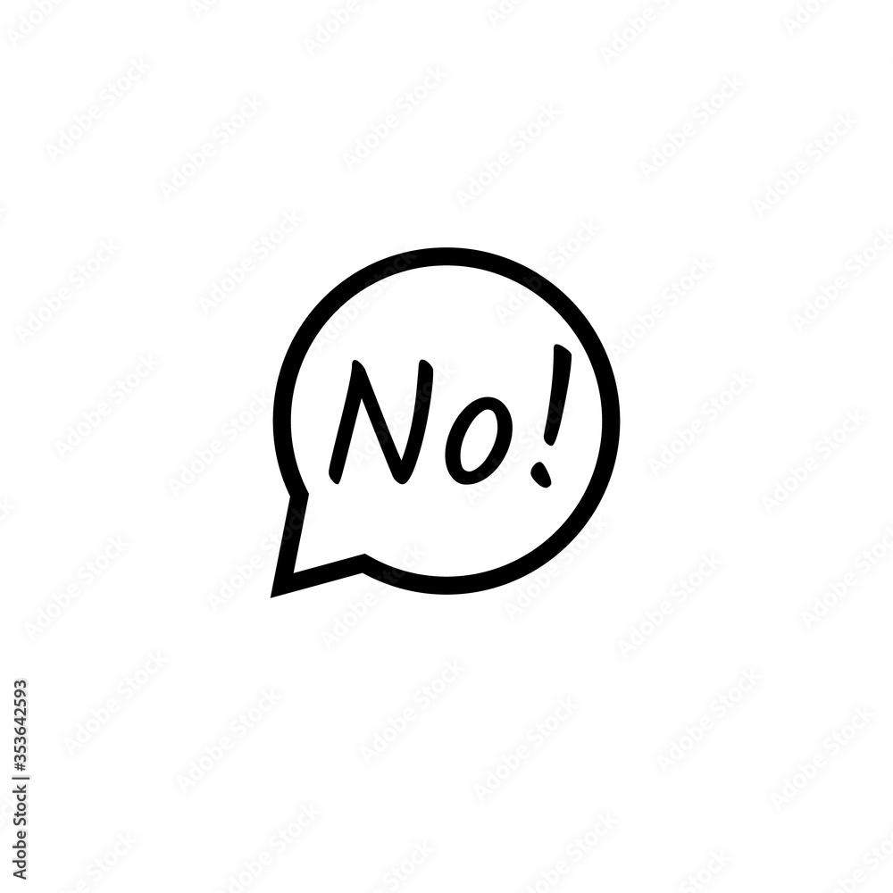 Round speech bubble saying No outline icon. Clipart image isolated on white background Round speech bubble saying No outline icon. Clipart image isolated on white background