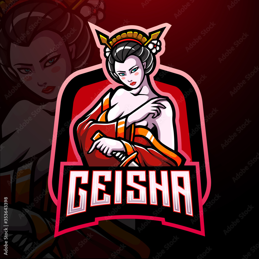 Geisha esport logo mascot design