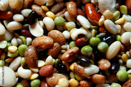 Beans Closeup of Multi Variety Organic Colorful Legumes