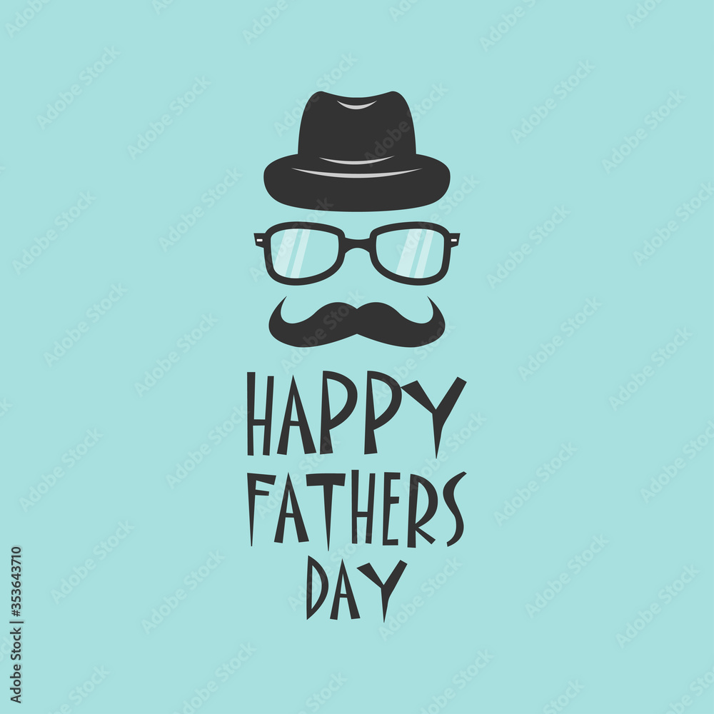 Vector illustration postcard of happy father's day with a mustache