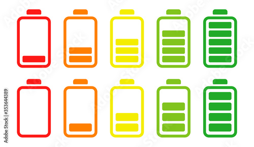 Battery indicator set vector icons