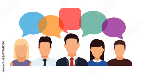 Social networks icon. People talking vector icon and speech bubbles