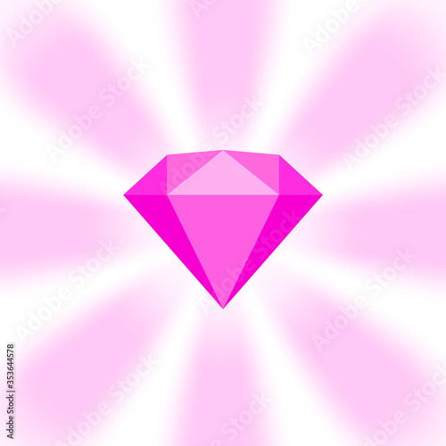 pink diamond gemstone on zoom comics, pink flat diamonds jewelry icon, pink gems on soft rays burst shine background, pink diamond of items game, clip art gemstone for banner jewellery copy space