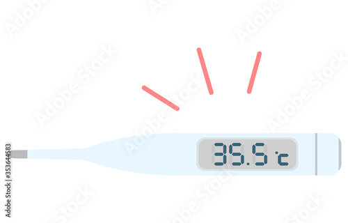 35.5度を示す体温計のイラスト