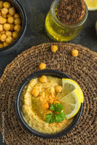Hummus is a traditional appetizer made from chickpea puree