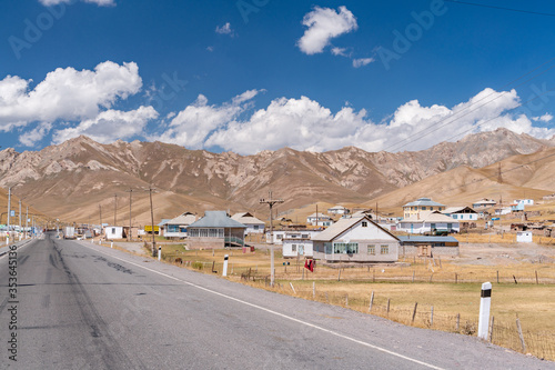 The view of small soviet age remote village in Kyrgyzstan