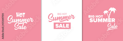 summer sale pink sticker set or label set. hot summer sale design template web banner or tag collection