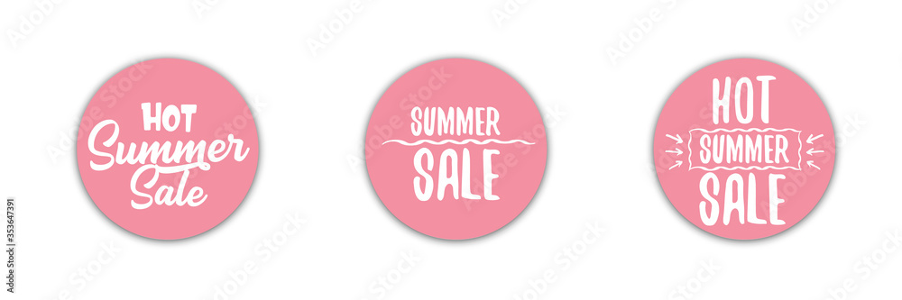 summer sale pink sticker set or label set. hot summer sale design template web banner or tag collection summer sale pink sticker set or label set. hot summer sale design template web banner or tag collection
