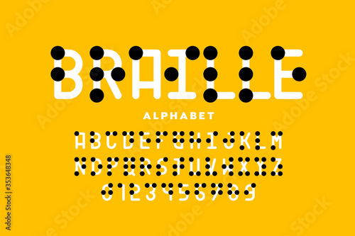 Braille alphabet, letters and numbers