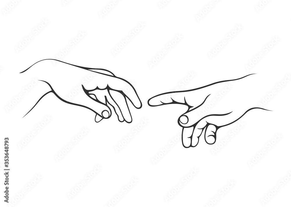 Fototapeta Hands human. Human hands. Hand gestures. Vector illustration of human hands. Hands isolated on a white background. World creation illustration.