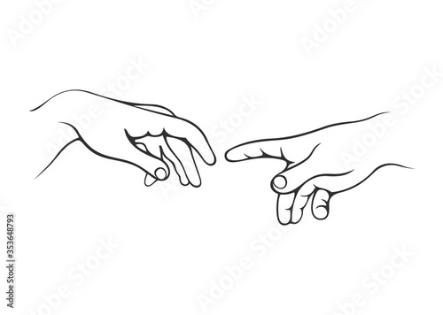 Hands human. Human hands. Hand gestures. Vector illustration of human hands. Hands isolated on a white background. World creation illustration. 