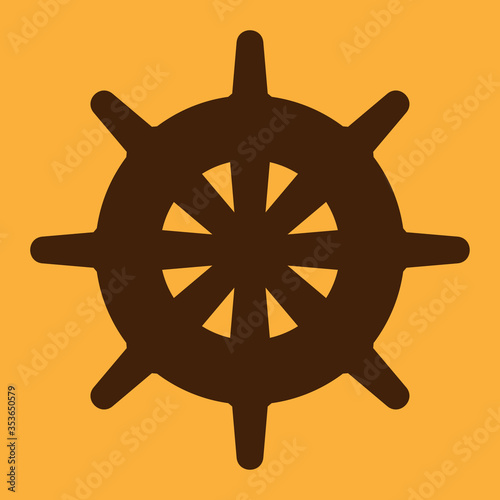 Steering wheel icon brown on yellow background