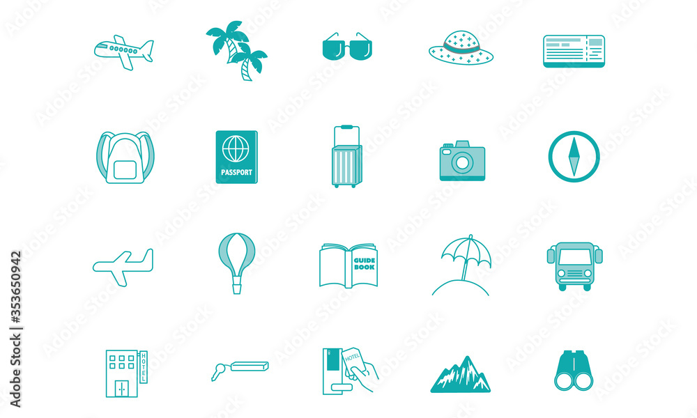 summer vacation,travel,trip icon vector set
