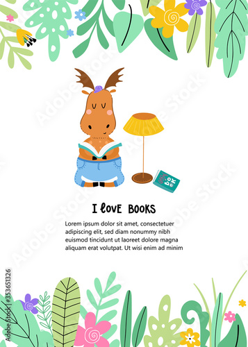 Poster with moose is reading book