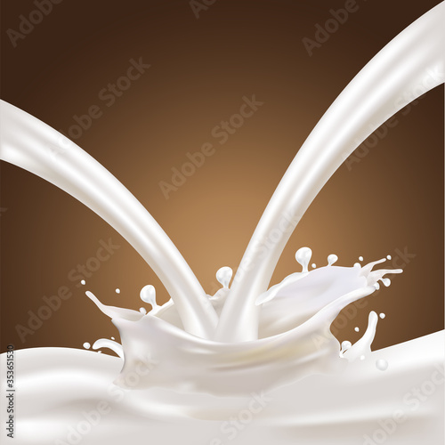 Milk, yogurt splashing, vector concept