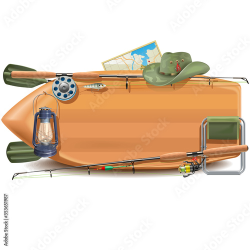 Vector Frame with Fishing Boat