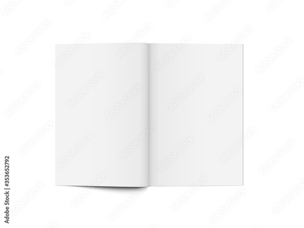 Blank Open Clear Paper Magazine Top View - obrazy, fototapety, plakaty 