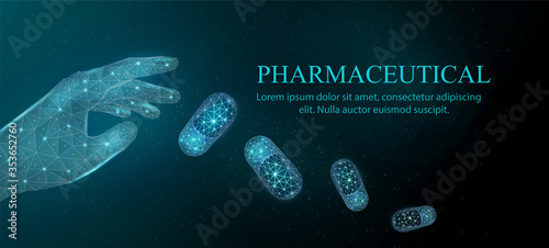 Tablets. Capsules of tablets of abstract polygonal style. Medications or tablets or capsules. Technology and innovation in pharmacology. Straight round cylinders with a flat surface.