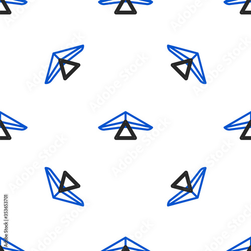 Line Hang glider icon isolated seamless pattern on white background. Extreme sport. Colorful outline concept. Vector.