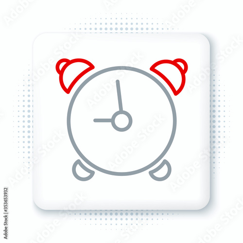 Line Alarm clock icon isolated on white background. Wake up, get up concept. Time sign. Colorful outline concept. Vector.