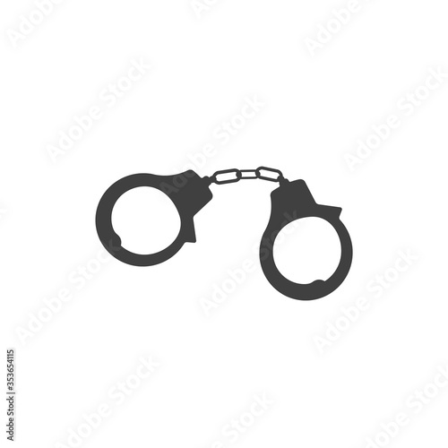 Handcuffs silhouette icon, police symbol simple shape.