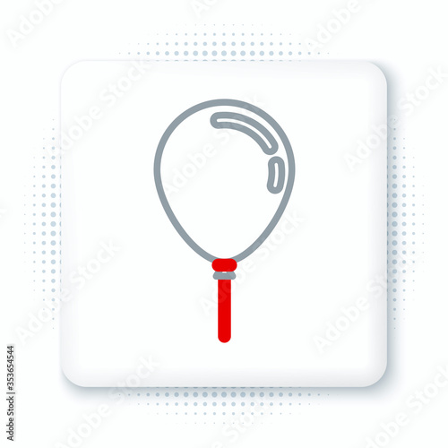 Line Balloon with ribbon icon isolated on white background. Colorful outline concept. Vector.