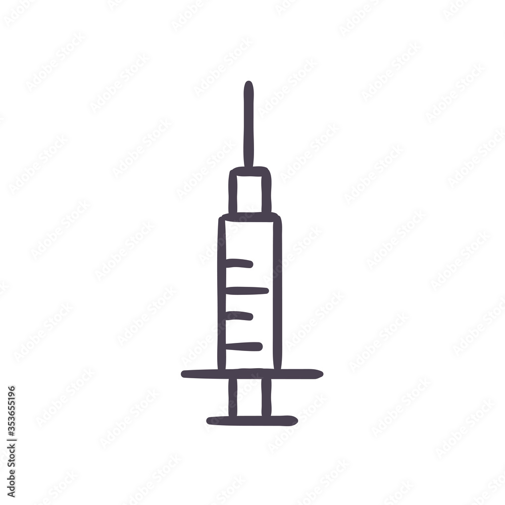 Medical injection line style icon vector design