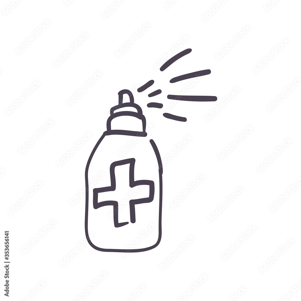 Cross inside spray bottle line style icon vector design Cross inside spray bottle line style icon vector design