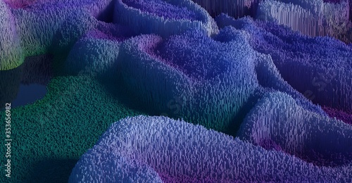 Abstract fantasy landscape made from elevation cubes photo