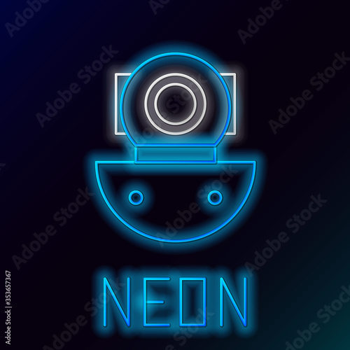 Glowing neon line Aqualung icon isolated on black background. Diving helmet. Diving underwater equipment. Colorful outline concept. Vector.