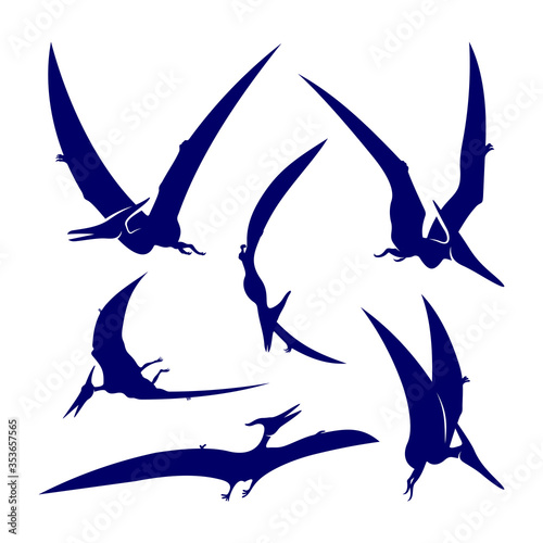 Set of Pterosaurs logo design vector. Icon Symbol. Template Illustration