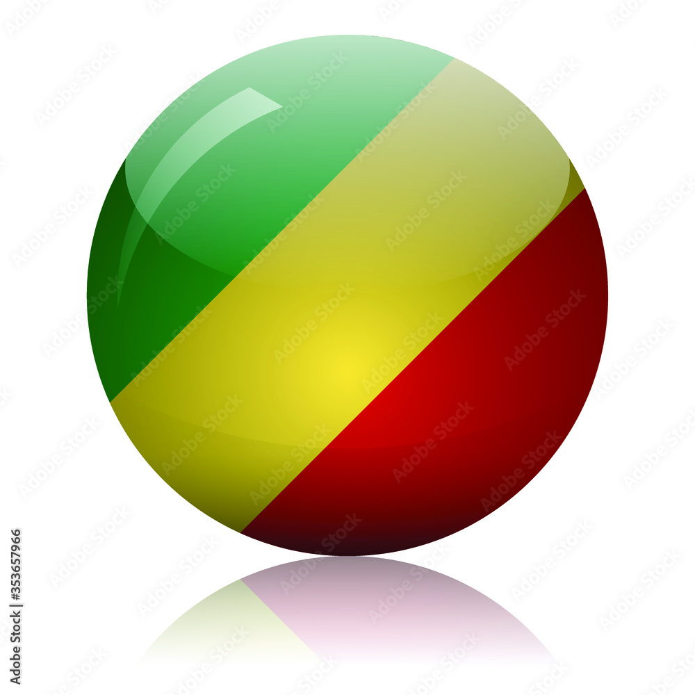 Republic of the Congo flag glass button vector illustration Republic of the Congo flag glass button vector illustration