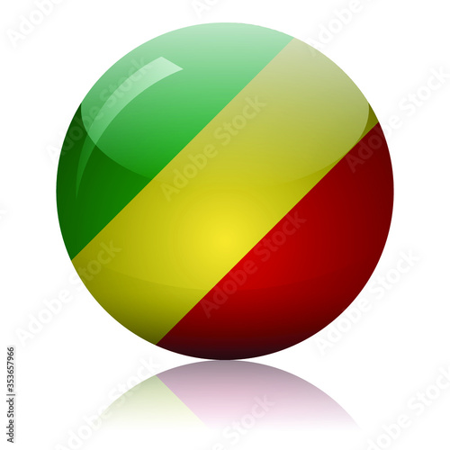 Free Download Republic of the Congo flag glass button vector illustration - GFXLoad