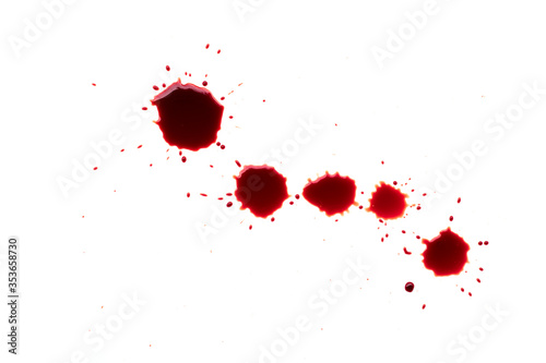 drop of blood isolated on white background, top view