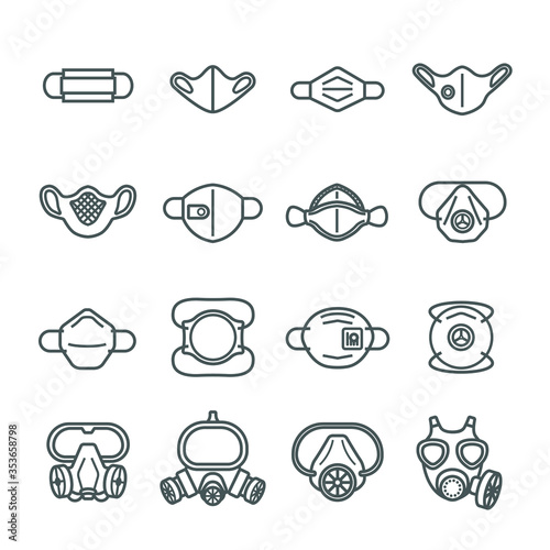 Mask protection virus icon set .Safety breathing mask