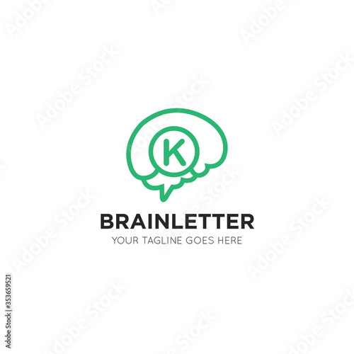 initial leter k brain logo and icon vector illustration design template