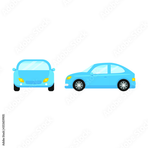 This is a collection of cars in a flat style. Vector illustration isolated on white background.