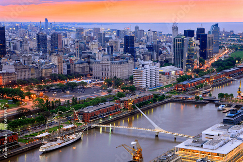 Puerto Madero from above at twilight. Buenos Aires, Argentina photo