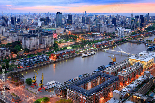 Puerto Madero from above at twilight. Buenos Aires, Argentina photo
