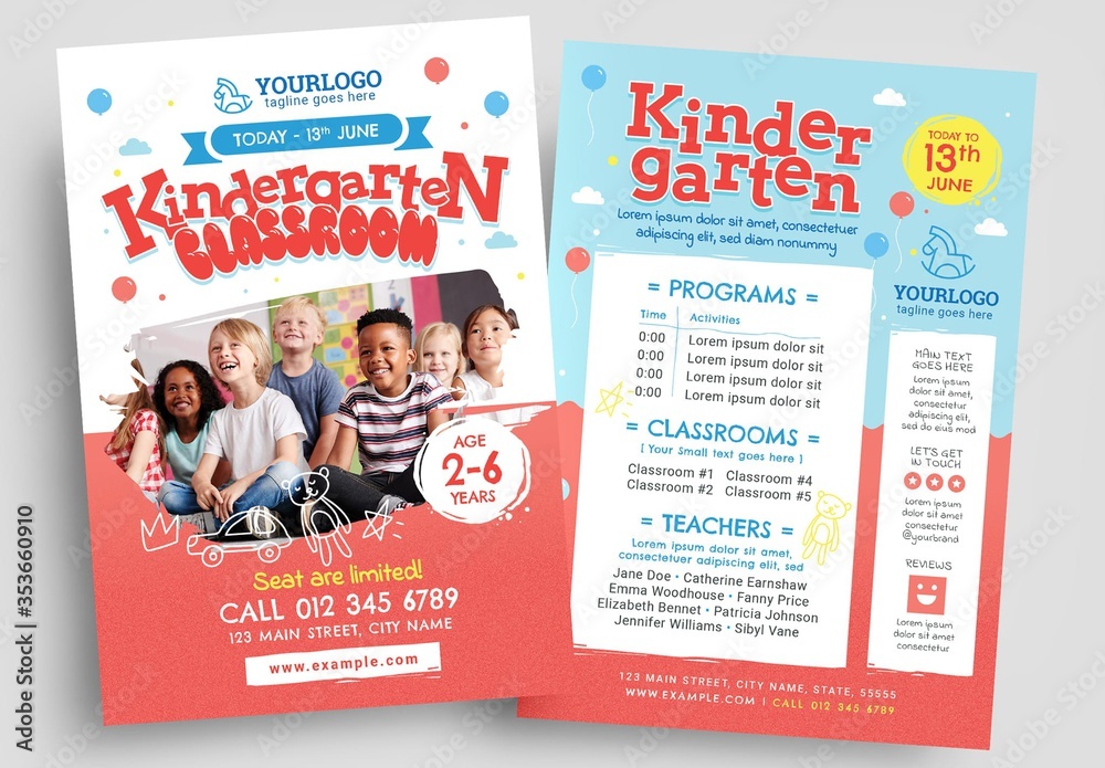 Playful Kindergarten Flyer Layout for Preschool Childcare Services