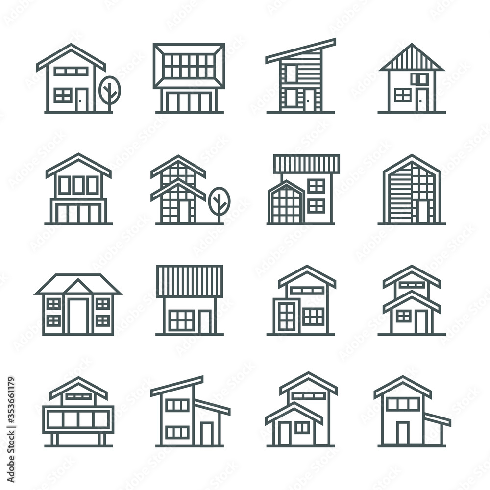 House and Building icon set 1