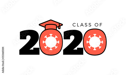 Class of 2020, lettering for greeting, congratulation event, party, high school or college graduate, invitation card