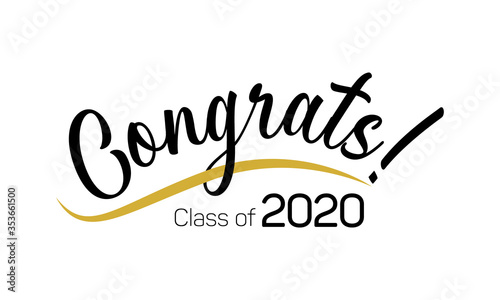 Class of 2020, lettering for greeting, congratulation event, party, high school or college graduate, invitation card