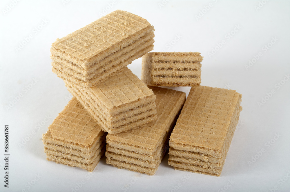 Close-up photo of wafer cookies isolated on white Close-up photo of wafer cookies isolated on white